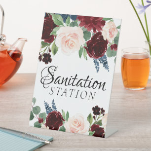 Boho Bloom   Sanitair station Bourgogne en marine Reclamebord Met Voetstuk
