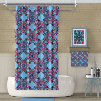 Boho Bloom Shower Curtain in Sky Blue Douchegordijn