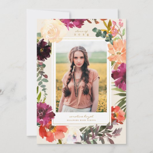 Boho Blooms | 2024 Afstuderen Foto aankondiging (Voorkant)