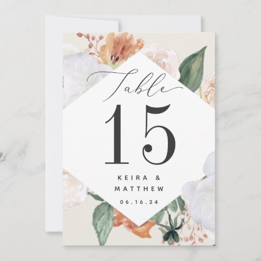 Boho Blooms | Aangepast Floral-tabelnummer (Voorkant)