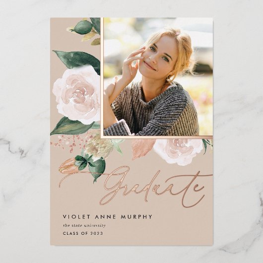 Boho Blooms | Aankondiging Folie Foto Afstuderen (Voorkant)