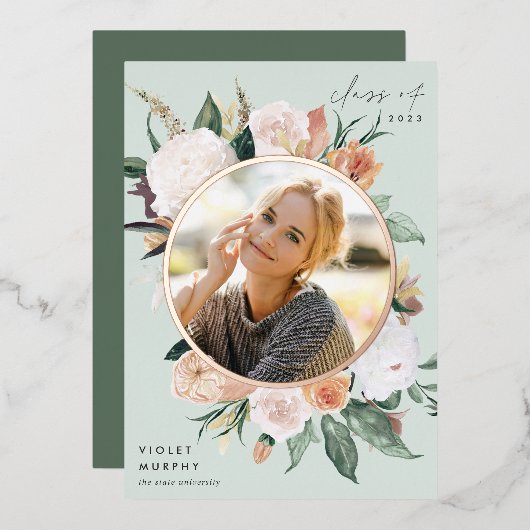 Boho Blooms | Aankondiging Folie Foto Afstuderen (Voorkant / Achterkant)
