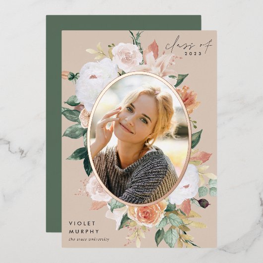 Boho Blooms | Aankondiging Folie Foto Afstuderen (Voorkant / Achterkant)