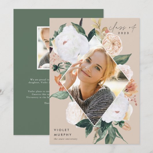 Boho Blooms | Aankondiging foto-Afstuderen (Voorkant / Achterkant)