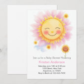 Boho Blooms and Beams Sunshine Girl Baby shower Kaart (Voorkant / Achterkant)