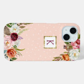 Boho Blooms Blush Dot Monogram Case-Mate iPhone Case (Achterkant (horizontaal))