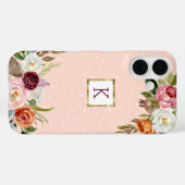 Boho Blooms Blush Stip Monogram Case-Mate iPhone Case (Achterkant (horizontaal))