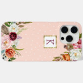 Boho Blooms Blush Stip Monogram Case-Mate iPhone Case (Achterkant (horizontaal))