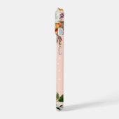 Boho Blooms Blush Stip Monogram iPhone 15 Case (Linkerkant)