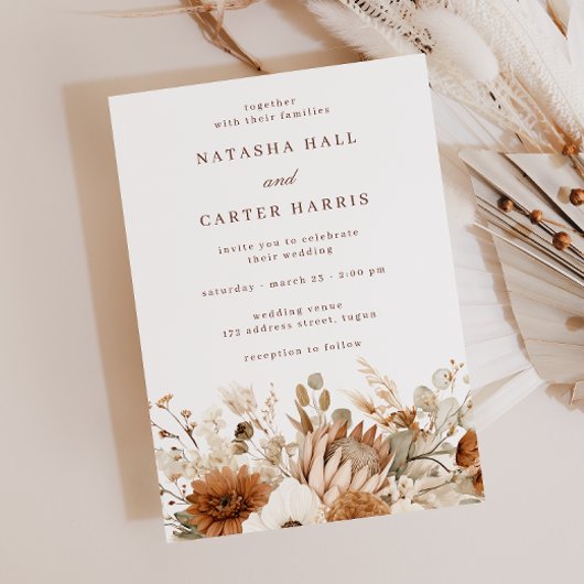 Boho Blooms Bruiloft Kaart