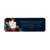 Boho Blooms | Dark Navy Blue en Bourgondië Adres Etiket (Voorkant)