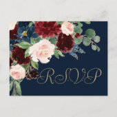 Boho Blooms | Dark Navy Blue en Bourgondische reac Briefkaart (Voorkant)
