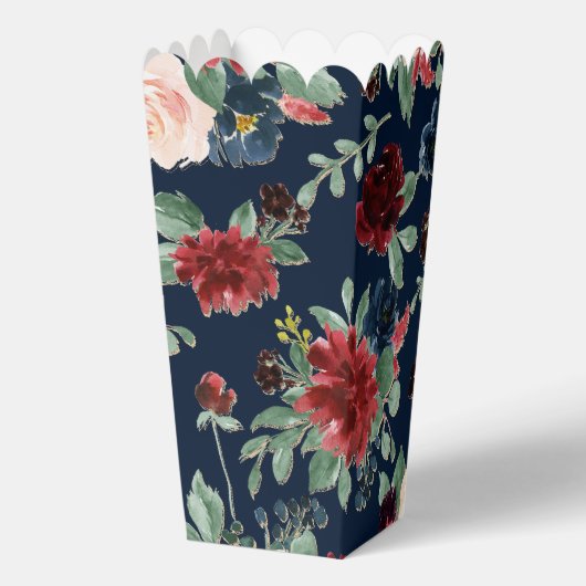 Boho Blooms | Donker marineblauw en bordeaux patro Bedankdoosjes (Achterkant)