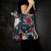 Boho Blooms | Donker Navy Blue en Bourgondië Custo Tote Bag