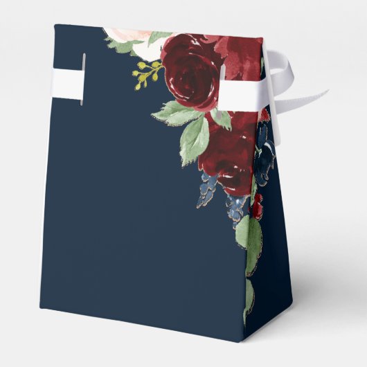 Boho Blooms | Donkermarineblauw en Bourgondisch bo Bedankdoosjes (Achterkant)