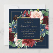 Boho Blooms | Donkermarineblauw en Bourgondische k Kaart (Voorkant)