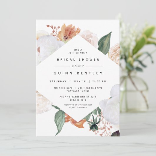 Boho Blooms | Elegant Floral Vrijgezellenfeest Kaart (Staand voorkant)