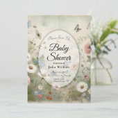 Boho Blooms en  Bloesems Baby shower Kaart (Staand voorkant)