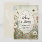 Boho Blooms en  Bloesems Baby shower Kaart (Voorkant / Achterkant)