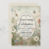 Boho Blooms en Bloesems Jubileum Kaart (Voorkant / Achterkant)