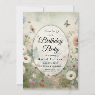 Boho Blooms en Bloesems Verjaardagsfeest Kaart