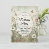 Boho Blooms en  Bloesems Verjaardagsfeest Kaart (Staand voorkant)