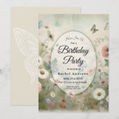 Boho Blooms en  Bloesems Verjaardagsfeest Kaart (Voorkant / Achterkant)