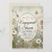 Boho Blooms en  Bloesems Verloving Douche Kaart (Voorkant / Achterkant)