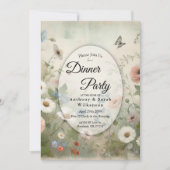 Boho Blooms en  Blossoms Dinner Party Kaart (Voorkant)