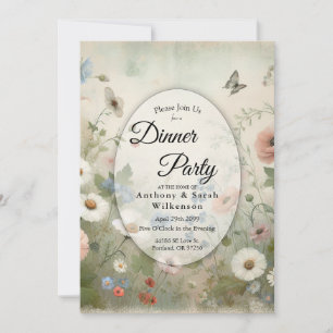 Boho Blooms en Blossoms Dinner Party Kaart