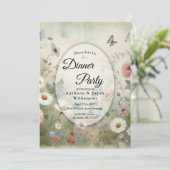Boho Blooms en  Blossoms Dinner Party Kaart (Staand voorkant)