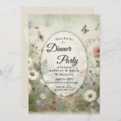 Boho Blooms en  Blossoms Dinner Party Kaart (Voorkant / Achterkant)