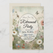 Boho Blooms en  Blossoms Retirement Party Kaart (Voorkant / Achterkant)