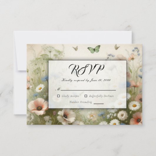Boho Blooms en  huwelijksgeloften RSVP Kaartje (Voorkant)