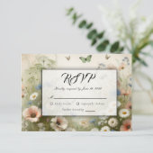 Boho Blooms en  huwelijksgeloften RSVP Kaartje (Staand voorkant)