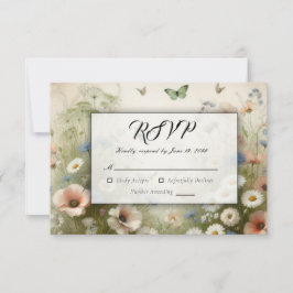 Boho Blooms en  huwelijksgeloften RSVP Kaartje
