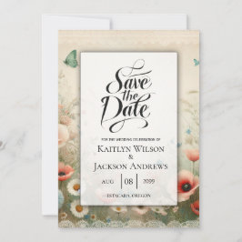 Boho Blooms en  huwelijksgeloften Save The Date