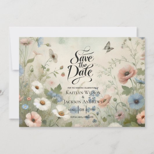 Boho Blooms en  huwelijksgeloften Save The Date (Voorkant)