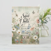 Boho Blooms en huwelijksgeloften Save The Date (Staand voorkant)