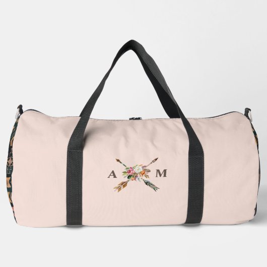 Boho Blooms en pijlen monogram Plunjezak (Voorkant)