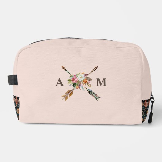 Boho Blooms en pijlen monogram Toilettasje (Voorkant)