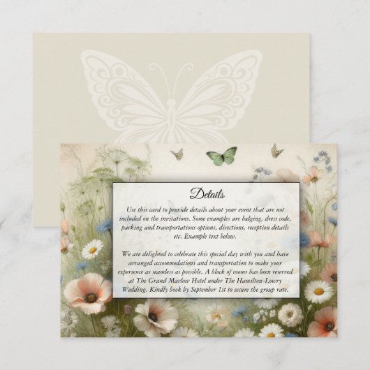 Boho Blooms en Vintage Vows Bruiloft Informatiekaartje (Voorkant / Achterkant)
