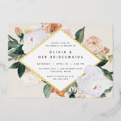 Boho Blooms Floral Bridesmaids Luncheon of Brunch Folie Uitnodiging (Voorkant)