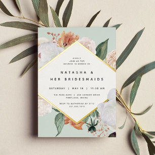 Boho Blooms Floral Bridesmaids Luncheon of Brunch Folie Uitnodiging