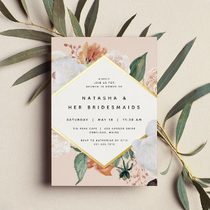 Boho Blooms Floral Bridesmaids Luncheon of Brunch Folie Uitnodiging