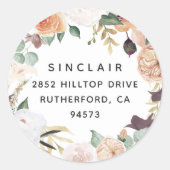 Boho Blooms Floral Return Address Ronde Sticker (Voorkant)
