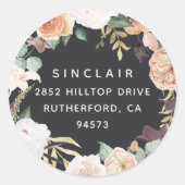 Boho Blooms Floral Return Address Ronde Sticker (Voorkant)