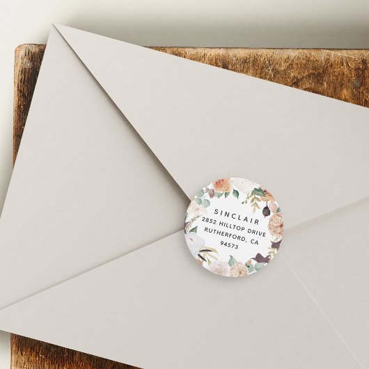 Boho Blooms Floral Return Address Ronde Sticker