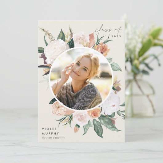 Boho Blooms | Foto-Afstuderen Aankondiging (Staand voorkant)