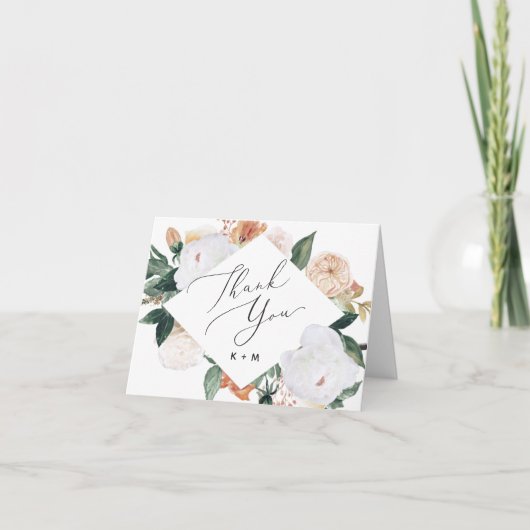 Boho Blooms Geometric Floral Bedankkaart (Voorkant)